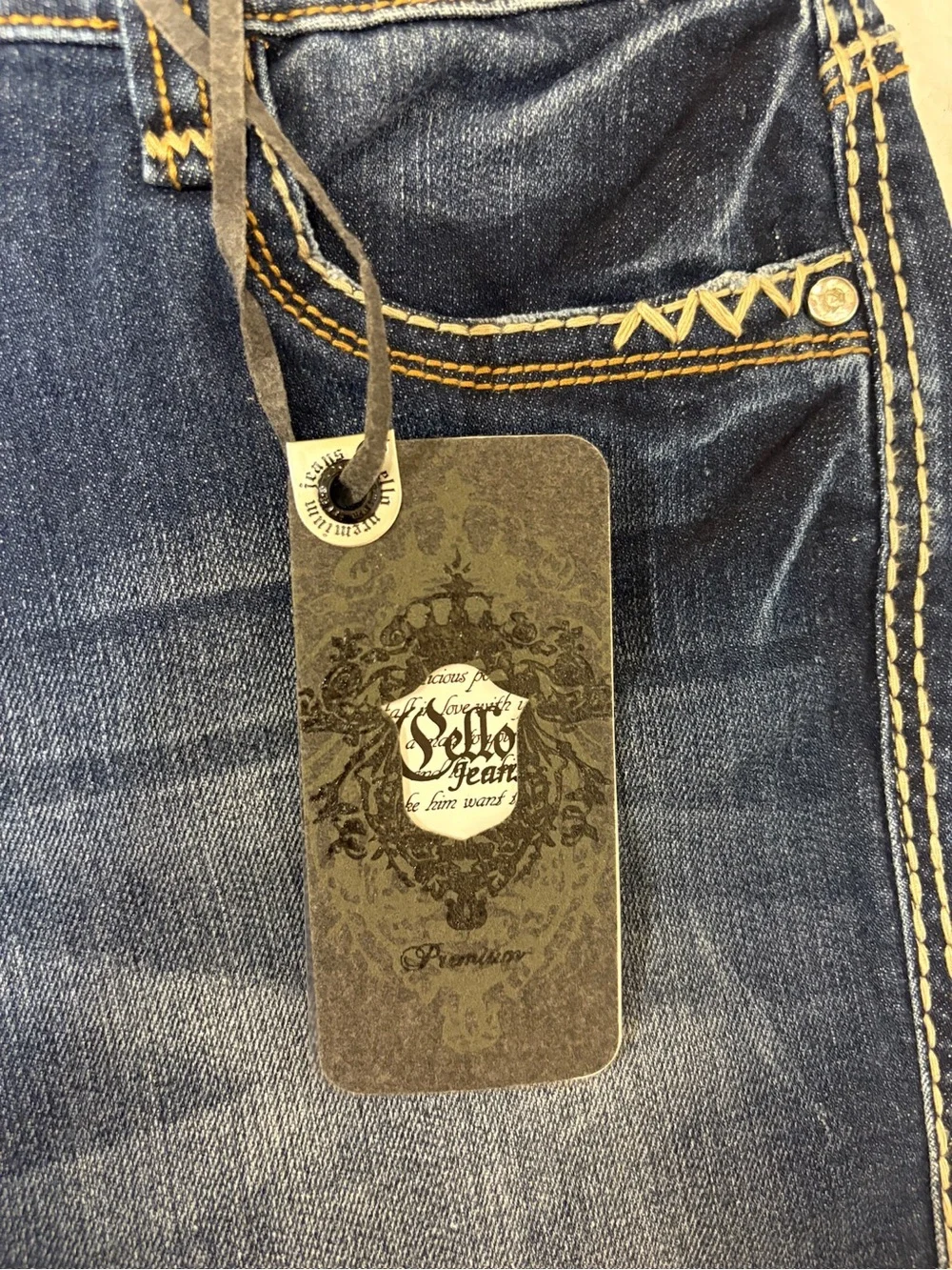 NWT Cello Jeans Size 13 Bootcut Dark Wash Embellished Studded Y2K Western Denim